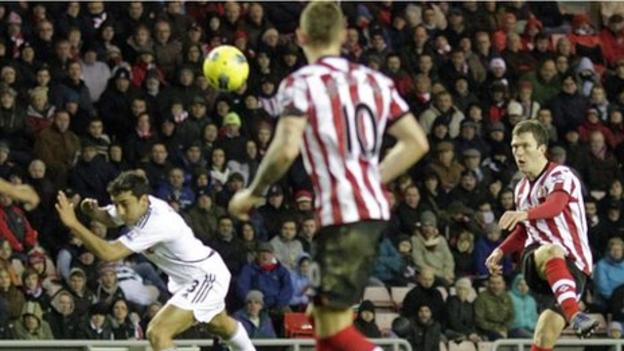 Craig Gardner adds Sunderland's second goal with a glorious volley
