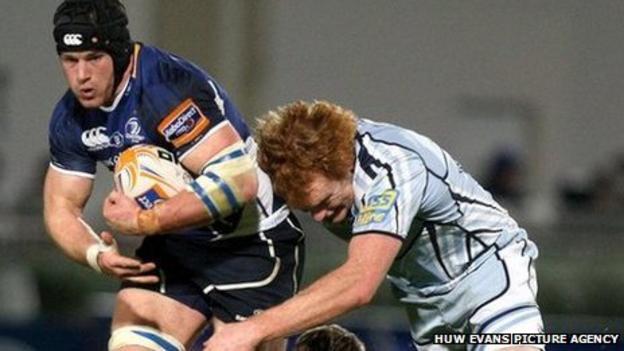 Cardiff Blues' Paul Tito tackles Leinster's Sean O'Brien