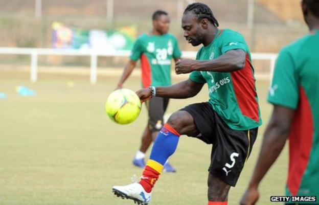 Ghana captain John Mensah trains in Franceville