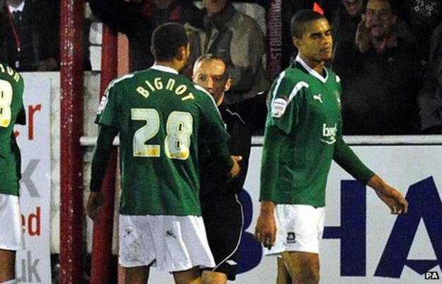 Paul Bignot is sent off at Stourbridge