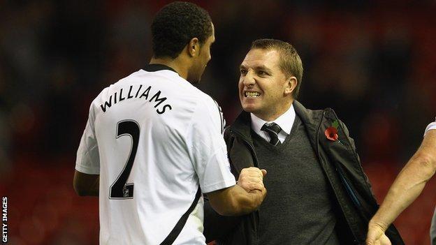 Ashley Williams and Brendan Rodgers