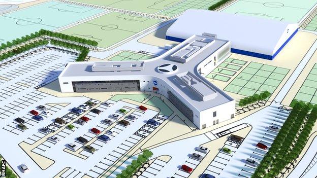 An artist's impression of Brighton & Hove Albion's new training complex and academy