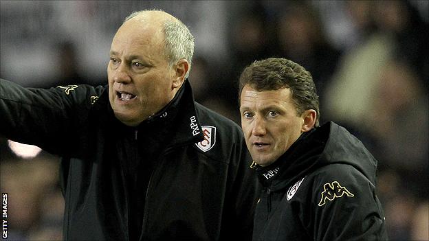 Fulham manager Martin Jol with coach Billy McKinlay