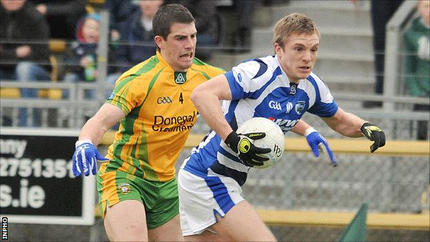 Donegal's Paddy McGrath closes in on Laois opponent Ross Munnelly