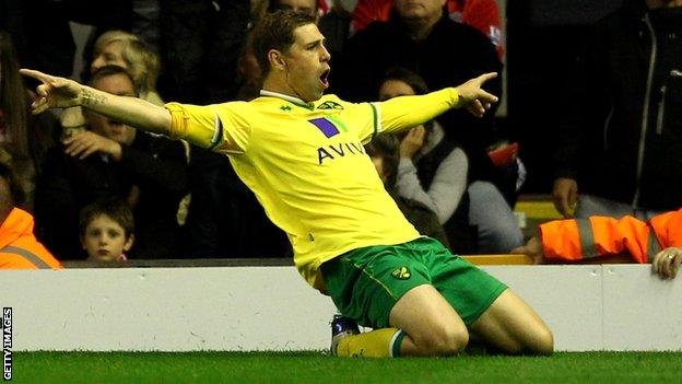 Grant Holt celebrates a goal for Norwich City
