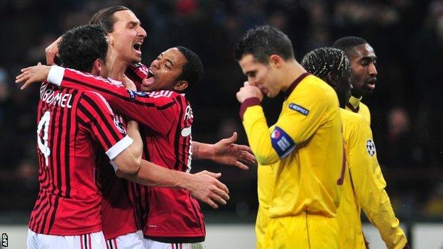 Arsenal fell to a heavy defeat in Milan