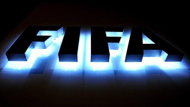 The Fifa logo outside Fifa headquarters in Switzerland