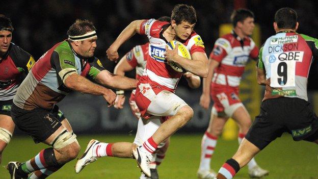 Jonny May breaks away for a fine individual try against Harlequins