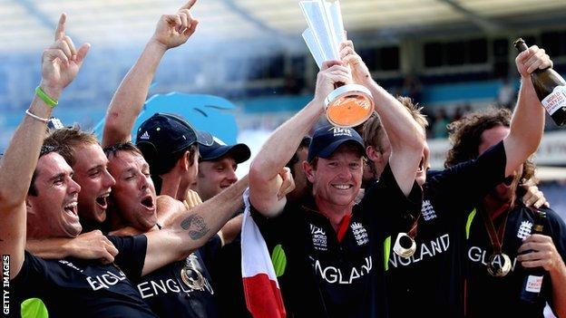 England lift the World Twenty20 trophy in 2010