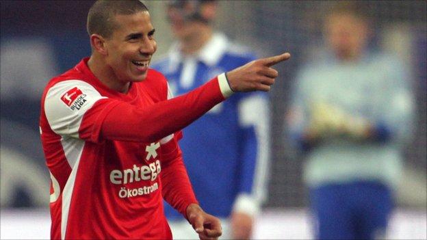 Mainz striker Mohamed Zidan celebrates one of the six goals he has scored since rejoining the club