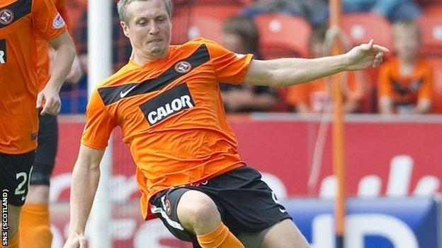 Severin during one of his 18 appearances in two years at Tannadice