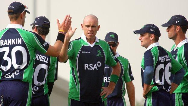 Trent Johnston (centre) was among the wickets as Ireland clinched a comprehensive victory