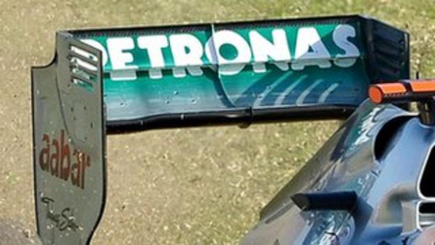The Mercedes rear wing