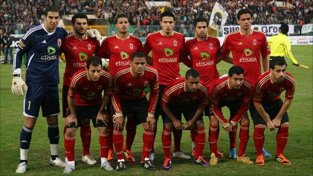 Al Ahly line up before their ill-fated game against al-Masry on 1 February