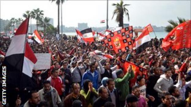 Al Ahly fans took to the streets in force to protest against the circumstances behind the Port Said tragedy