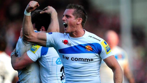 Gareth Steenson's conversion ensured Exeter beat Gloucester at Kingsholm for the first time