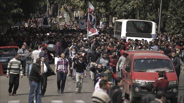 Al Ahly fans took to the streets of Cairo on Sunday to protest against the EFA decision