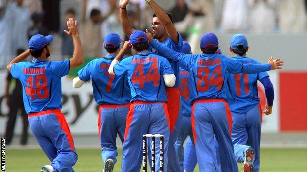 Afghanistan cricket team celebrating