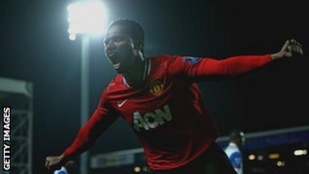 Antonio Valencia celebrates his late goal at Blackburn