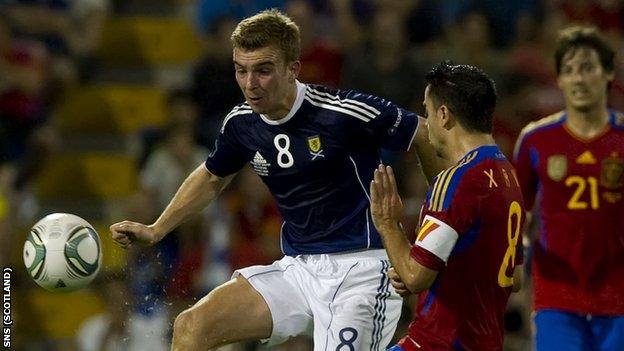 Scotland's James Morrison in action against Spain