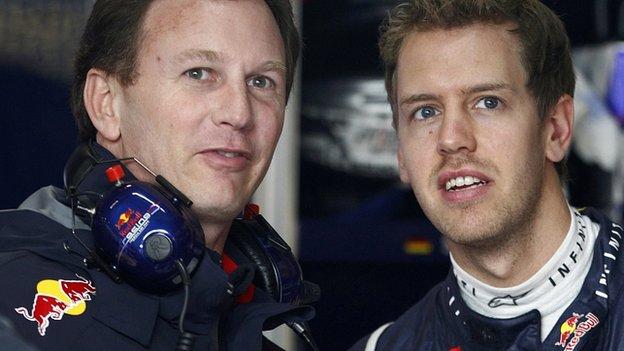 Red Bull principal Christian Horner and driver Sebastian Vettel