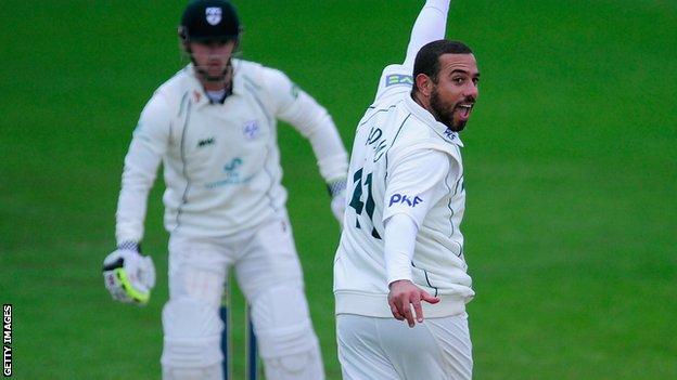 Andre Adams takes a wicket for Notts