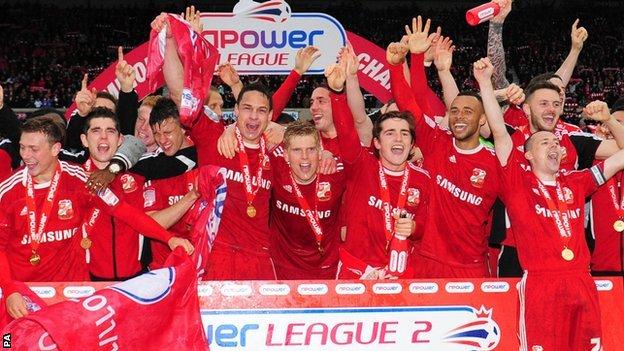 Swindon Town celebrate their League two title