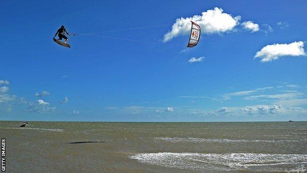 A kiteboarder