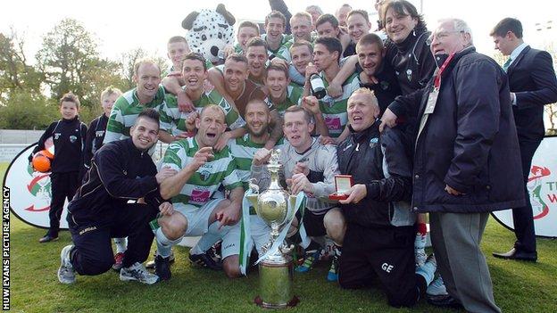The New Saints celebrate following their Welsh Cup win