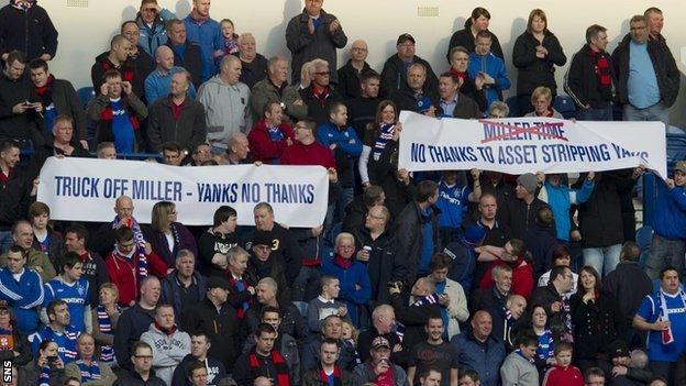 Some Rangers fans make their feelings known at Ibrox