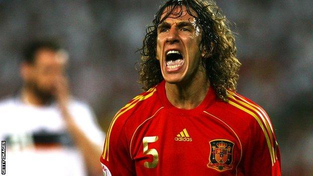 Carles Puyol playing for Spain