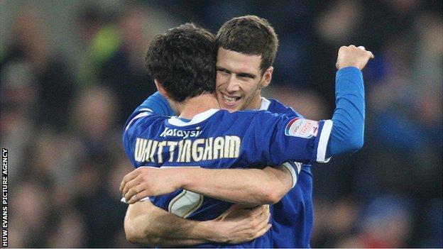 Cardiff players Peter Whittingham and Mark Hudson