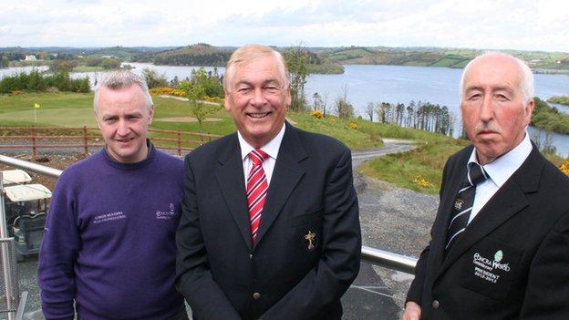 Christy O'Connor Jnr (centre) at the launch of Concra Wood's PGA Europro event with the club's professional Conor McKenna and club president Andy Whelan