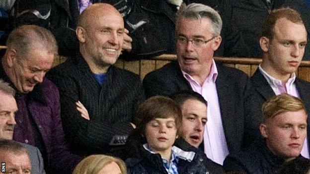 Brian Kennedy and Paul Murray in the stand at Ibrox