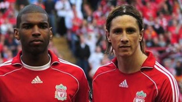 Ryan Babel (left) and Fernando Torres in their time at Liverpool