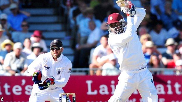 Marlon Samuels in action on day one