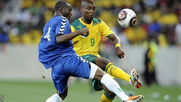 Mohamed Kamara of Sierra Leone in action against South Africa