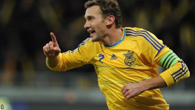 Andriy Shevchenko in action for Ukraine