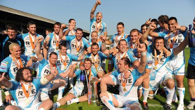 The Ospreys celebrate wining the 2012 Pro12 title