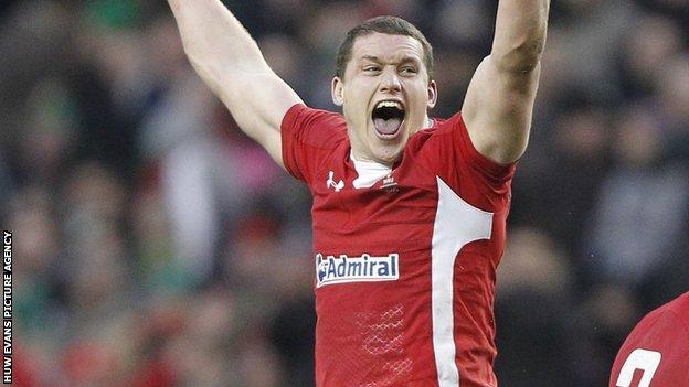 Ian Evans celebrates Wales' 2012 Six Nations win over Ireland