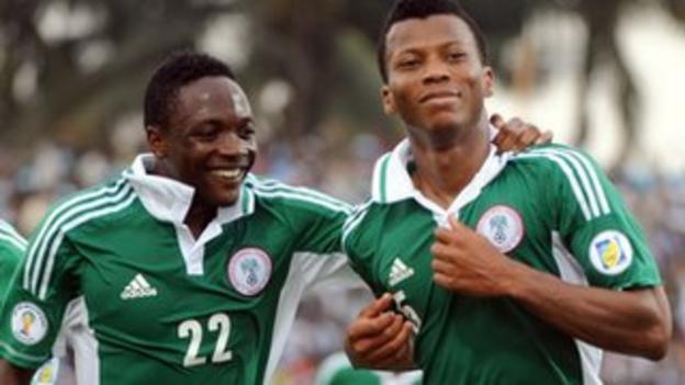 Nigeria's Ikechukwu Uche (right) and Ahmed Musa