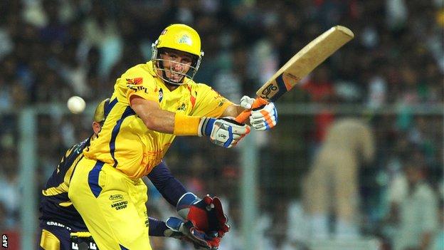 Mike Hussey in IPL action for the Chennai Super Kings last month
