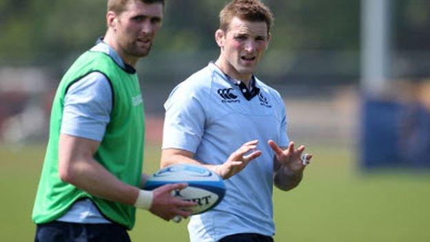 Vernon and Barclay in training ahead of Scotland's game against Samoa