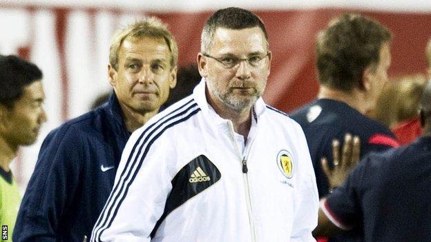 Levein looks glum as his side suffer a 5-0 defeat by the United States