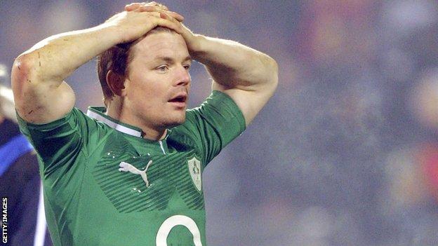 Ireland captain Brian O'Driscoll looks dejected after the second Test defeat by New Zealand