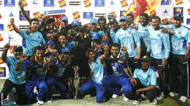 Sri Lanka with the one-day series trophy