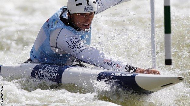 David Florence competes in the C1 at the World Cup event in Cardiff