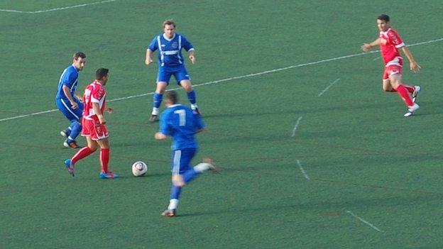 Action from Gibraltar vs Isle of Man
