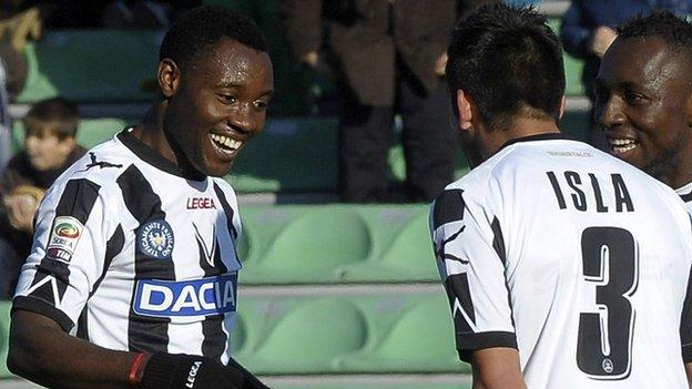 Ghana's Kwadwo Asamoah and Mauricio Isla