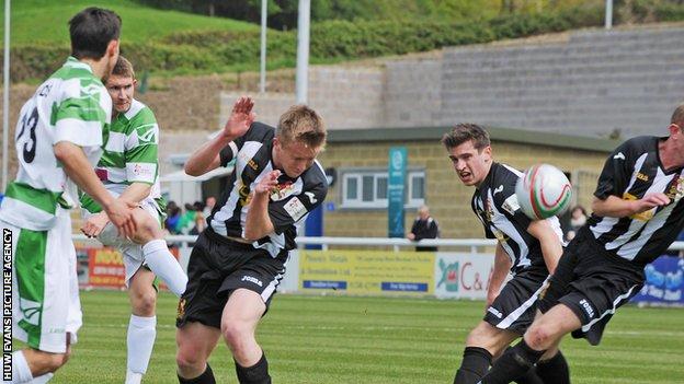 Cefn Druids in Welsh Cup action against The New Saints